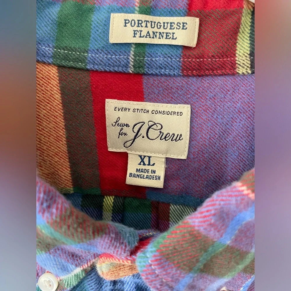 J.Crew x Portuguese Flannel Multicolor Plaid Button-Down Shirt XL